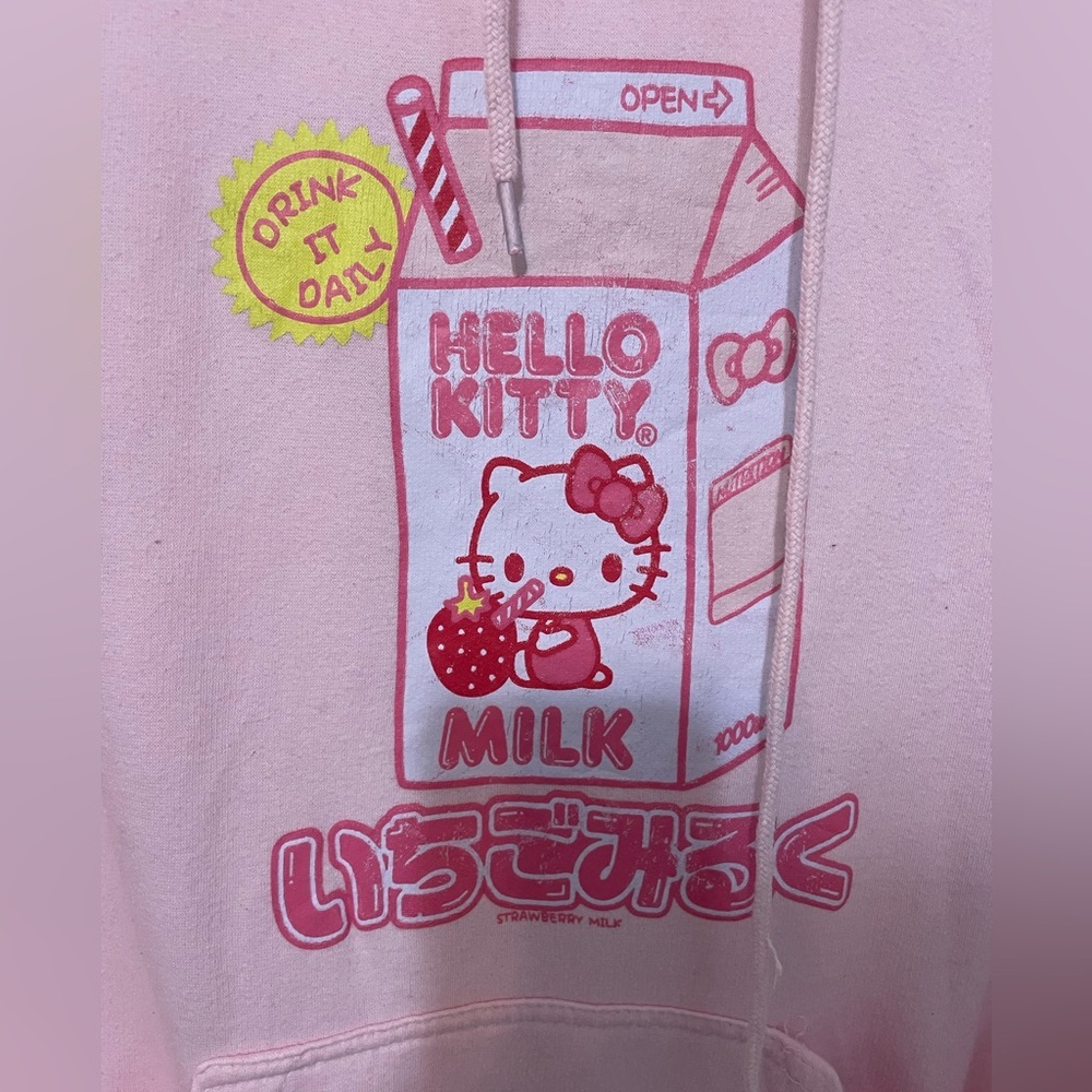 Sanrio Hello Kitty Strawberry Milk Long
Sleeve Barbie pink Pullover Hoodie Small